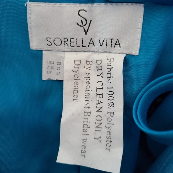 Sorella Vita Blue Gathered Pleat Sweetheart Mini Formal Dress - Size 20 - Picture 4 of 6